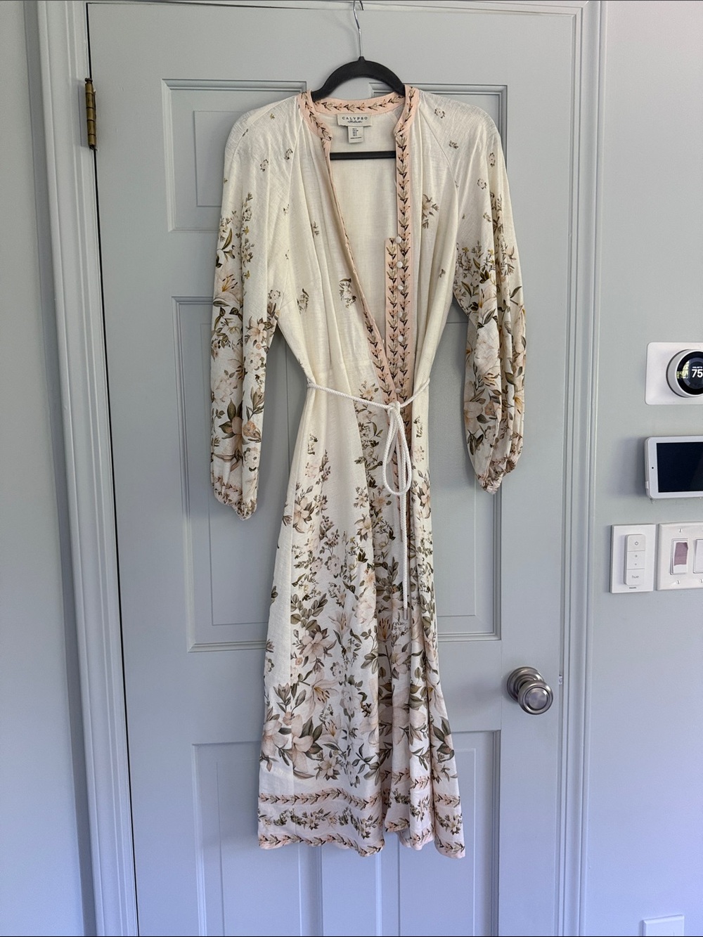 Calypso St. Barth Cream Maxi Dress with Tan Floral Print - Picture 2 of 6